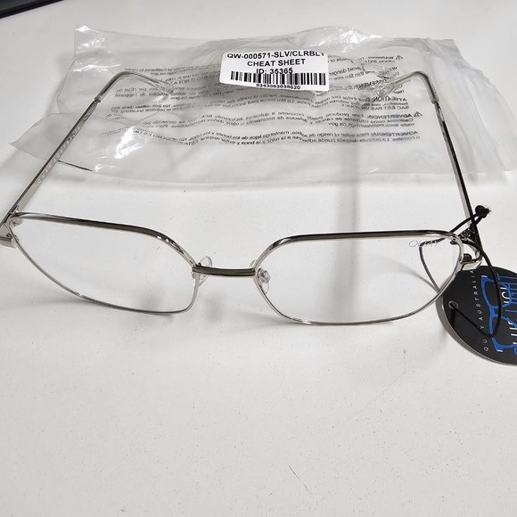 Quay Australia Cheat Sheet Large Square Blue Light Lens Screen Glasses Silver - Picture 4 of 8